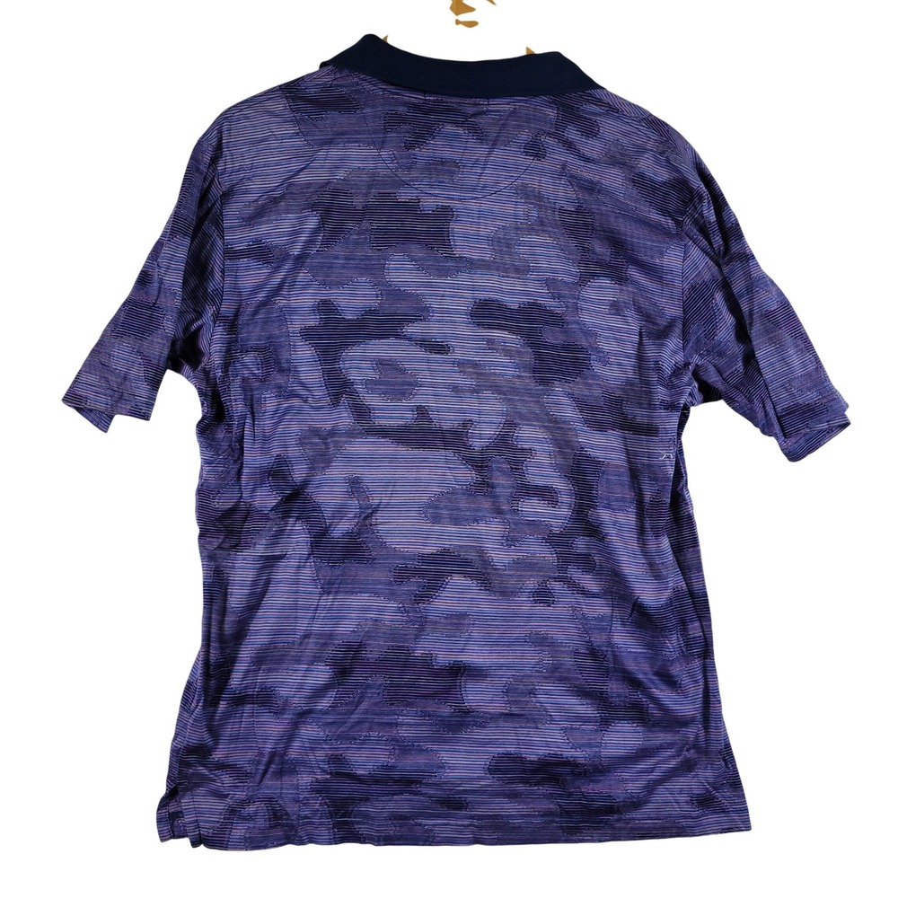 Bugatchi Uomo Polo Mens Medium Purple Camo Makai Golf Club Short Sleeve Shirt - Picture 2 of 5